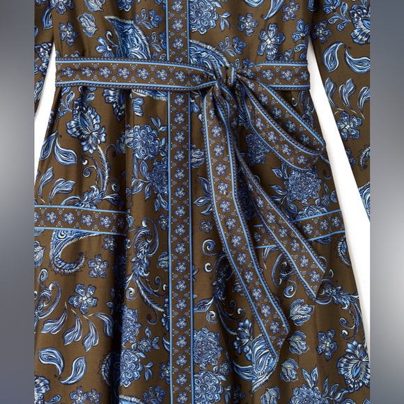 Elegant Blue and Brown Midi Dress - Picture 4 of 7